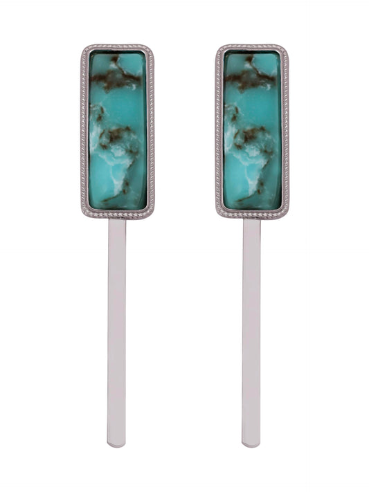 MINACHI Retro Style Rectangle Created Turquoise Hairpins, Set of 2, Women's Hair Accessories