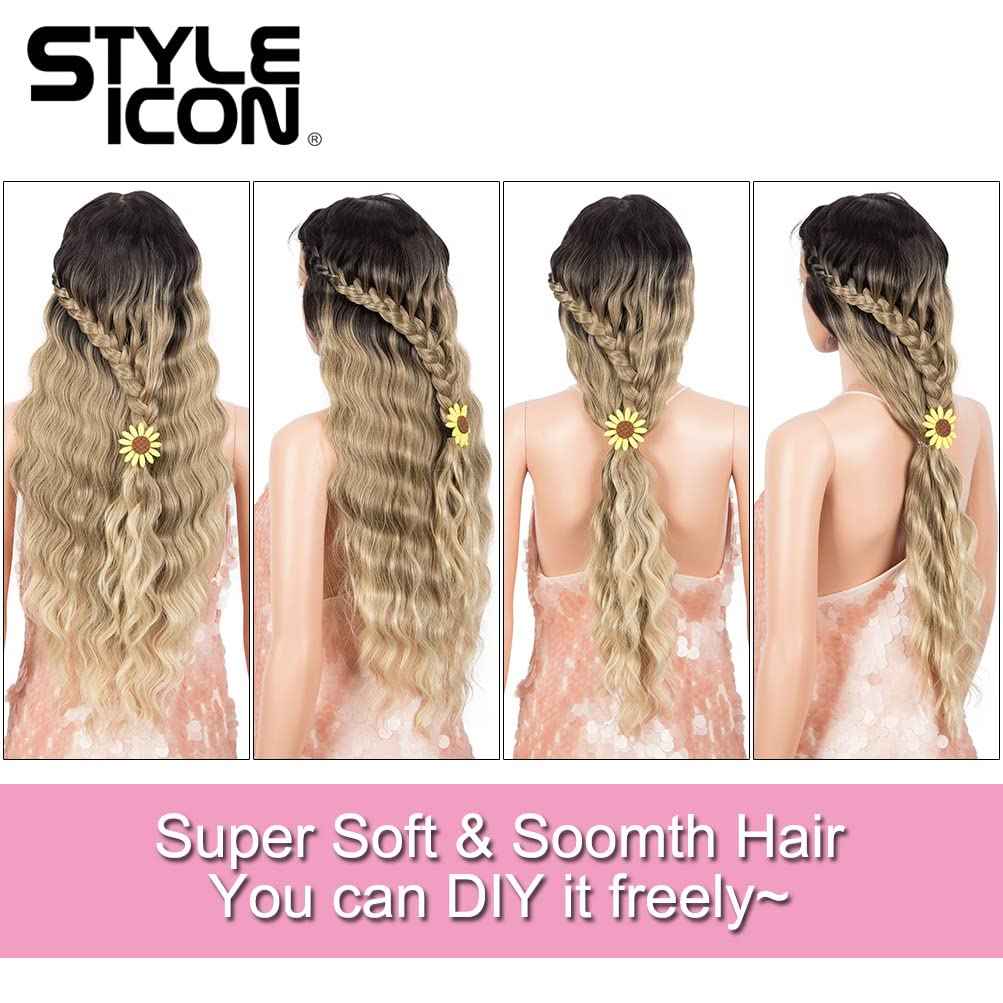 Style Icon 32” Long Wavy Wig Middle Part Synthetic Wigs Lace Front High Temperature Fiber Heat Resistant Wig (32 Inches, SOP22613)