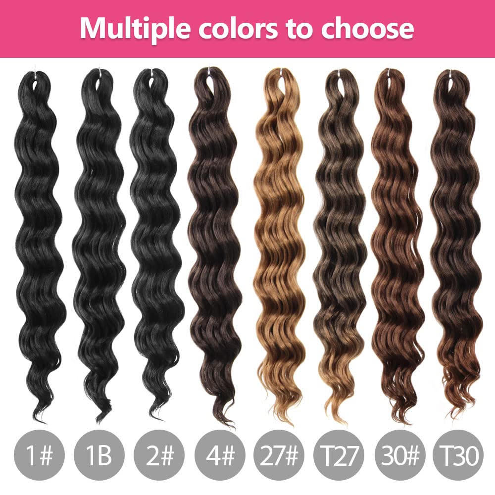 Niseyo NU Ocean Wave Crochet Hair 18 Inch 8 Packs Soft Water Wave Crochet Braids Synthetic Black Wavy Braiding Hair Extensions (1B)