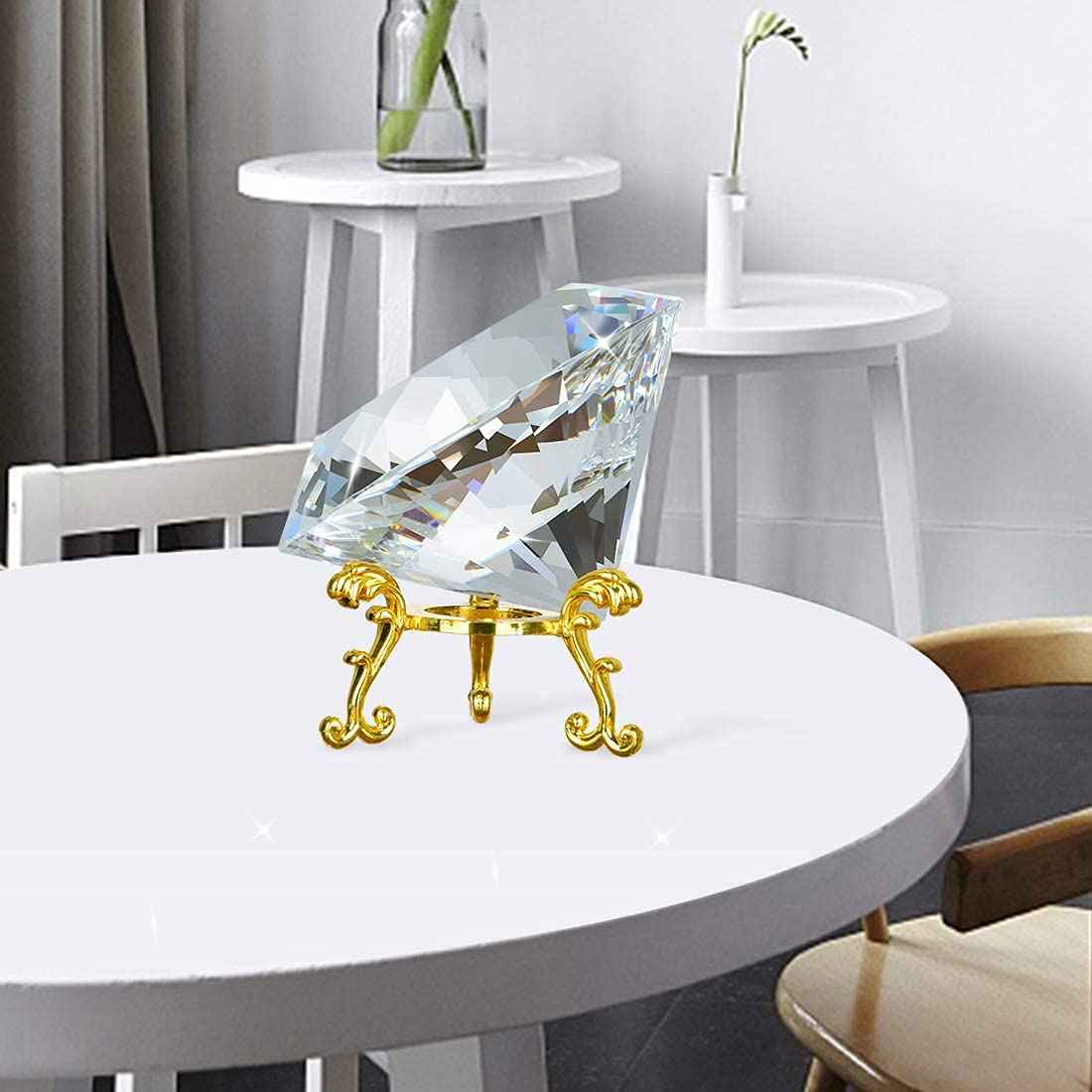 LONGWIN Bundle of 1pc 80mm Crystal Diamond with Metal Base and 1pc 120mm Crystal Diamond with Crystal Base Backgrand for Nail Pictures