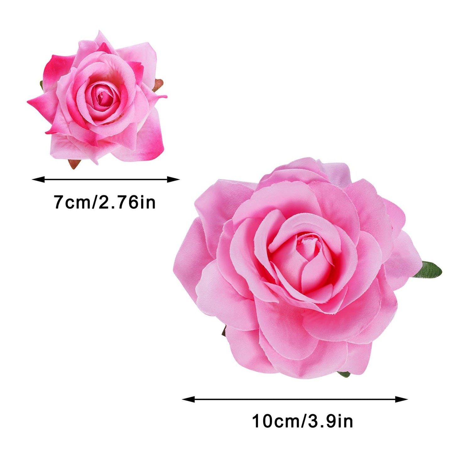 Topbuti Rose Hair Clip Flower Hairpin Rose Brooch Floral Clips, 4 Pcs Fabric Rose Flowers Hair Clips Mexican Hair Flowers Pin up Headpieces for Woman Girl Wedding Party Mother's Day (2 Sizes) (Pink)