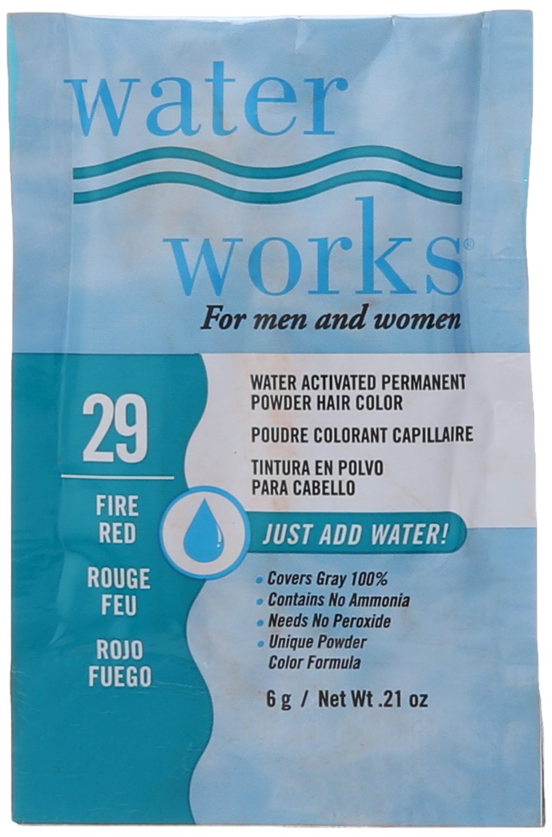 Water Works Water Activated Permanent Powder Hair Color for Men and Women, #29 Fire Red