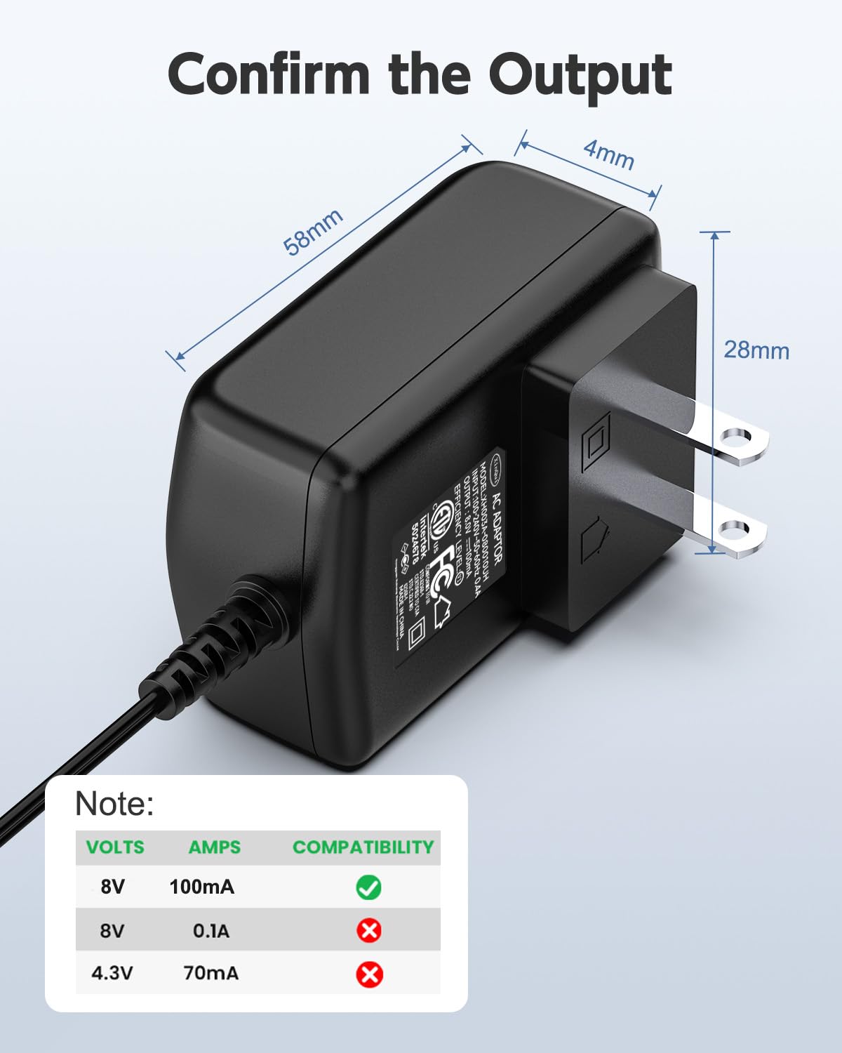 8V Charger Cord Fit for Philips HQ840 Power Cord Shaver Norelco Multigroom Series 3000 MG3750 MG3750/50 MG3750/10 MG3750/60 MG3760 MG3760/50 Replacement Supply Trimmer Charging Cable