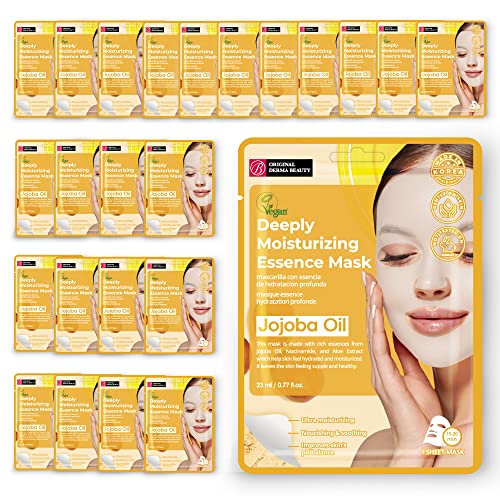 Innerest Original Derma Beauty Collagen Face Masks 24 PK Deep Moisturizing Jojoba Oil Face Mask Skin Care Sheet Masks Set for Beauty & Personal Care Korean Face Mask