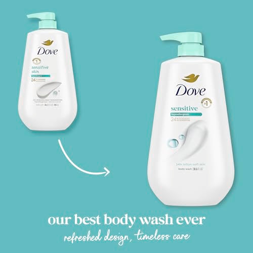 Dove Sensitive Skin Body Wash with Pump - 24HR Moisturizing Cleanser 30.6 oz