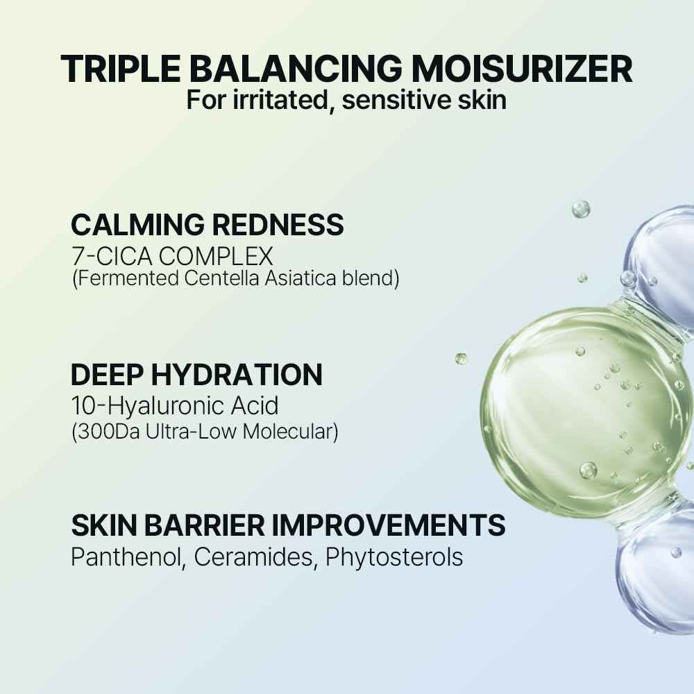 DearMYDEW HYCICA Soothing Balance Cream Moisturizer | Calming Hydration Barrier Care for Sensitive Skin, Centella, Ultra-Low Molecular Hyaluronic Acid, Vegan Fragrance-Free Korean Skincare, 2.70 fl oz