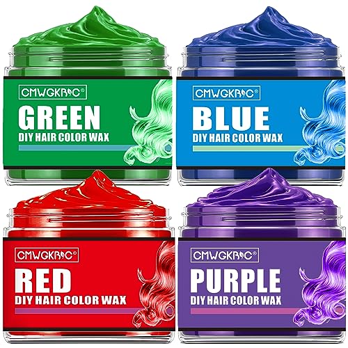 4-Color Temporary Hair Color Wax Set - Washable Hair Dye for Kids & Adults