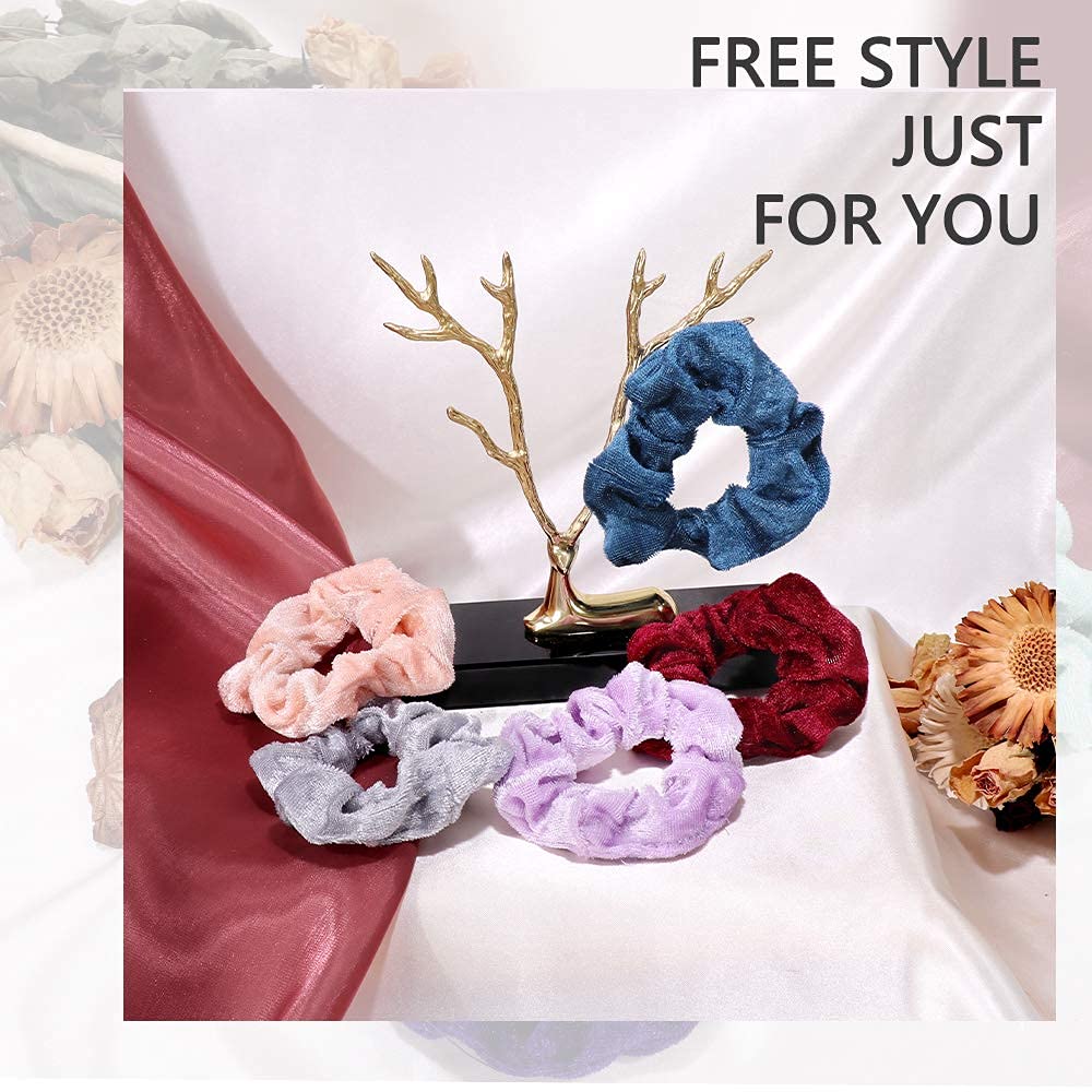 Cehomi 75 Pcs Velvet Hair Scrunchies Hair Bands for Women or Girls,Elastic Soft Ponytail Holder Hair Ties for Birthday, Party, Thanksgiving, Christmas, Multicolor