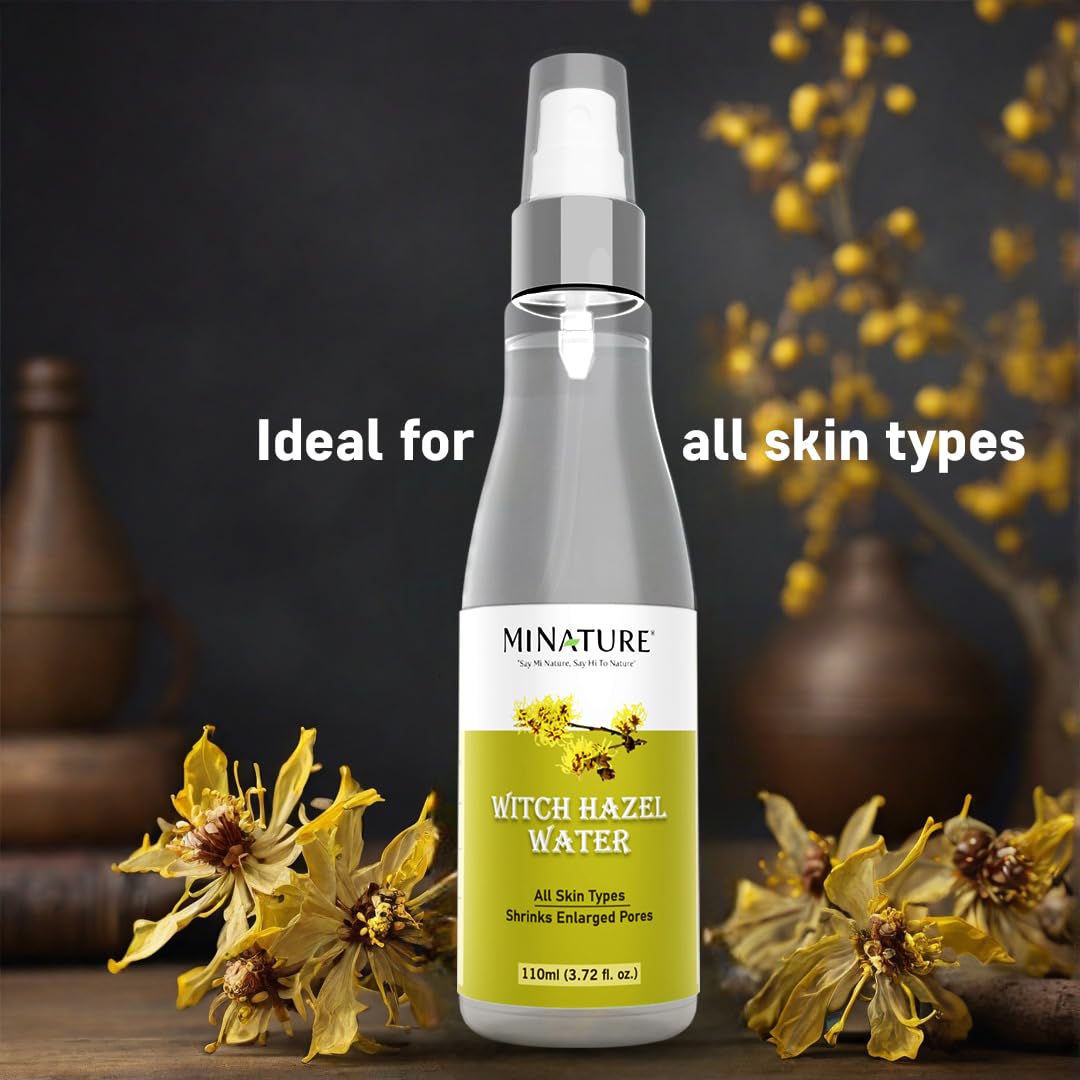 Mi Nature Witch Hazel Water |Pure & Natural | Natural Toner | All Skin Type|Cruelty Free | Chemical Free|Made in India| | Facial Mist| 110ml (3.72 Fl. oz.