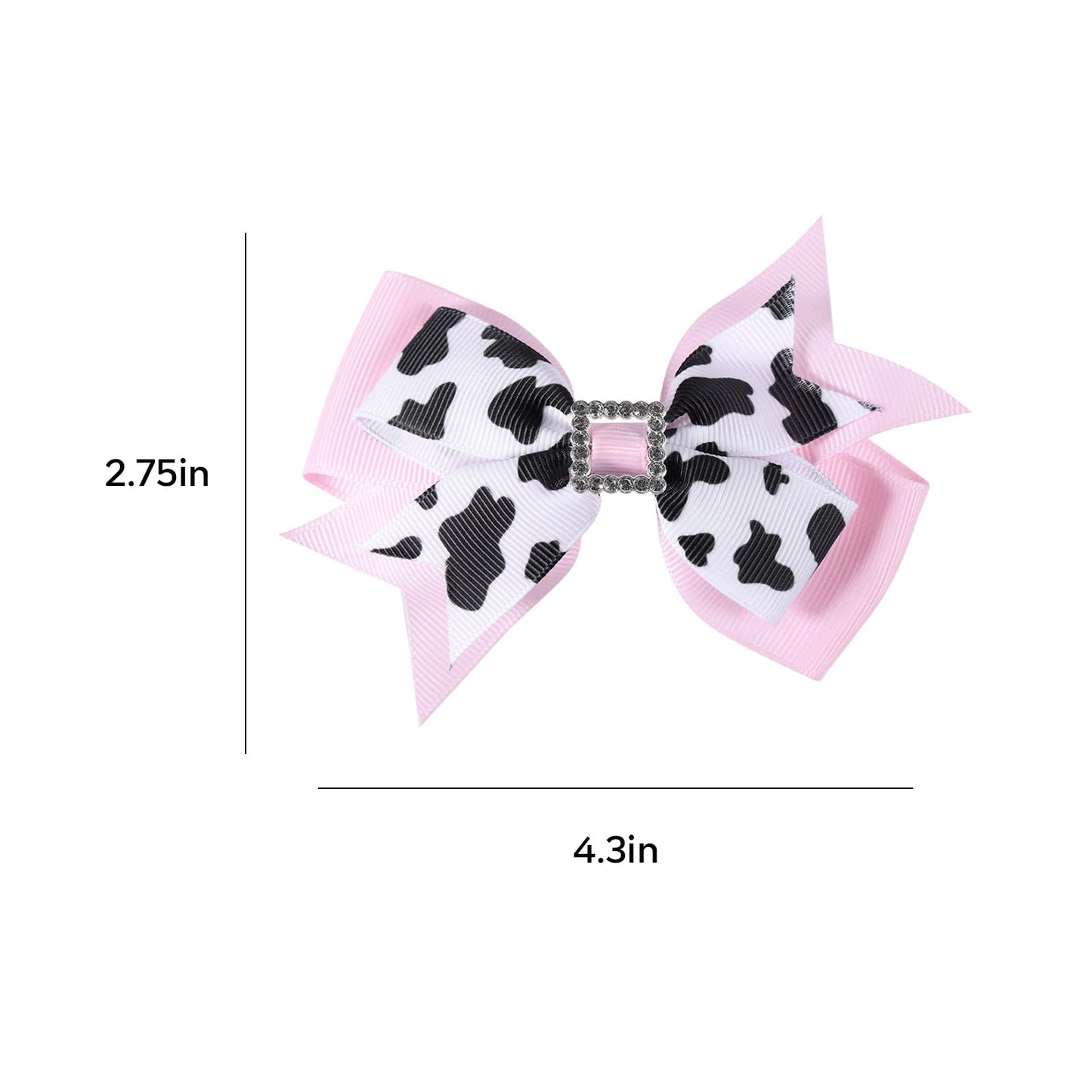 SUPCLIPS Pink Hair Bow Clips Cute Cow Print Hair Bows Grosgrain School Hair Accessories for Kids Girls