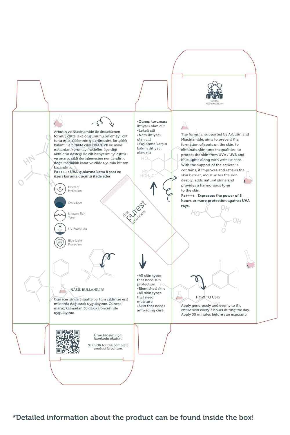 The Purest Solutions Blemish Defense (UV Shield with Antioxidant Protection SPF 50+) - 8h UVA Protection, Arbutin & Niacinamide for Skin Tone Harmonization and Moisturizers - Vegan (50 ml)