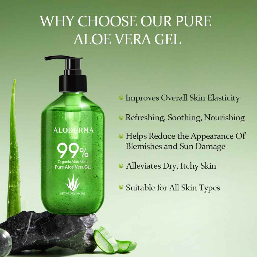 All Purpose Pure Aloe Vera Gels Set - 2 Pieces - 300g Aloe Vera Gel and 114g Aloe Vera Gel
