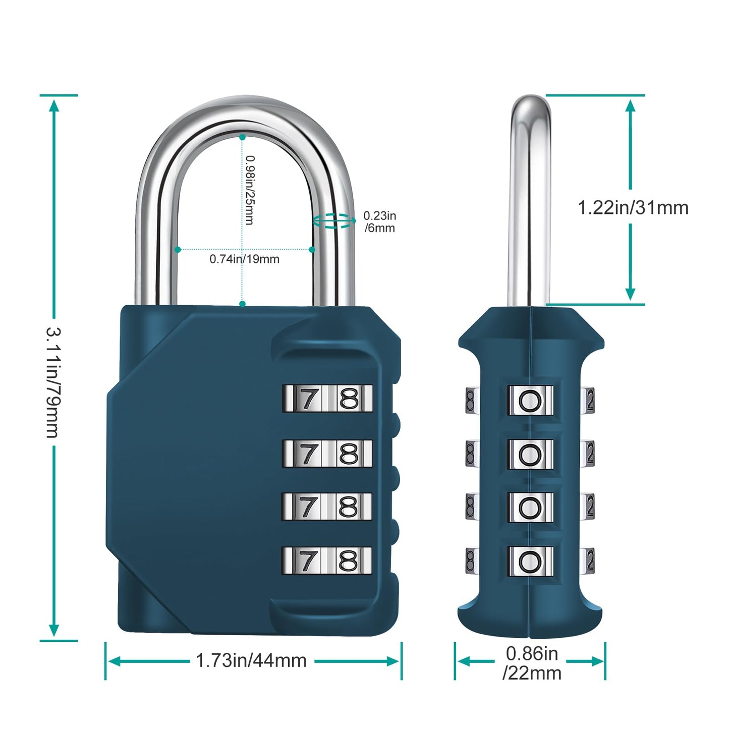 ZHEGE Combination Lock, 4 Digit Combination Padlock Outdoor, School Lock, Gym Lock (Dark Green)