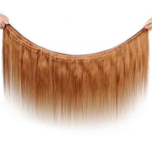 #30 Straight Human Hair Bundles 14 16 18 Inch Brown Bundles Human Hair Unprocessed Native Virgin Hair 100/PC 3 Extensions Light Brown Color Wet and Wavy Human Hair Extensions for Women