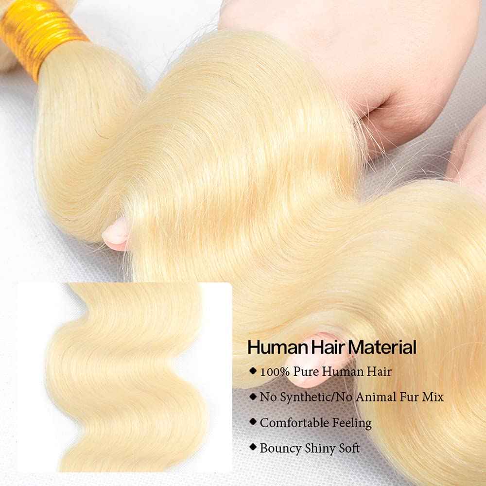 #613 Blonde Bundles Human Hair Body Wave Bundles 18 18 18 Inch Honey Blonde Body Wave Bundle Human Hair Extensions Unproceesed Virgin Hair 100 Gram Per Bundle 3 Bundle