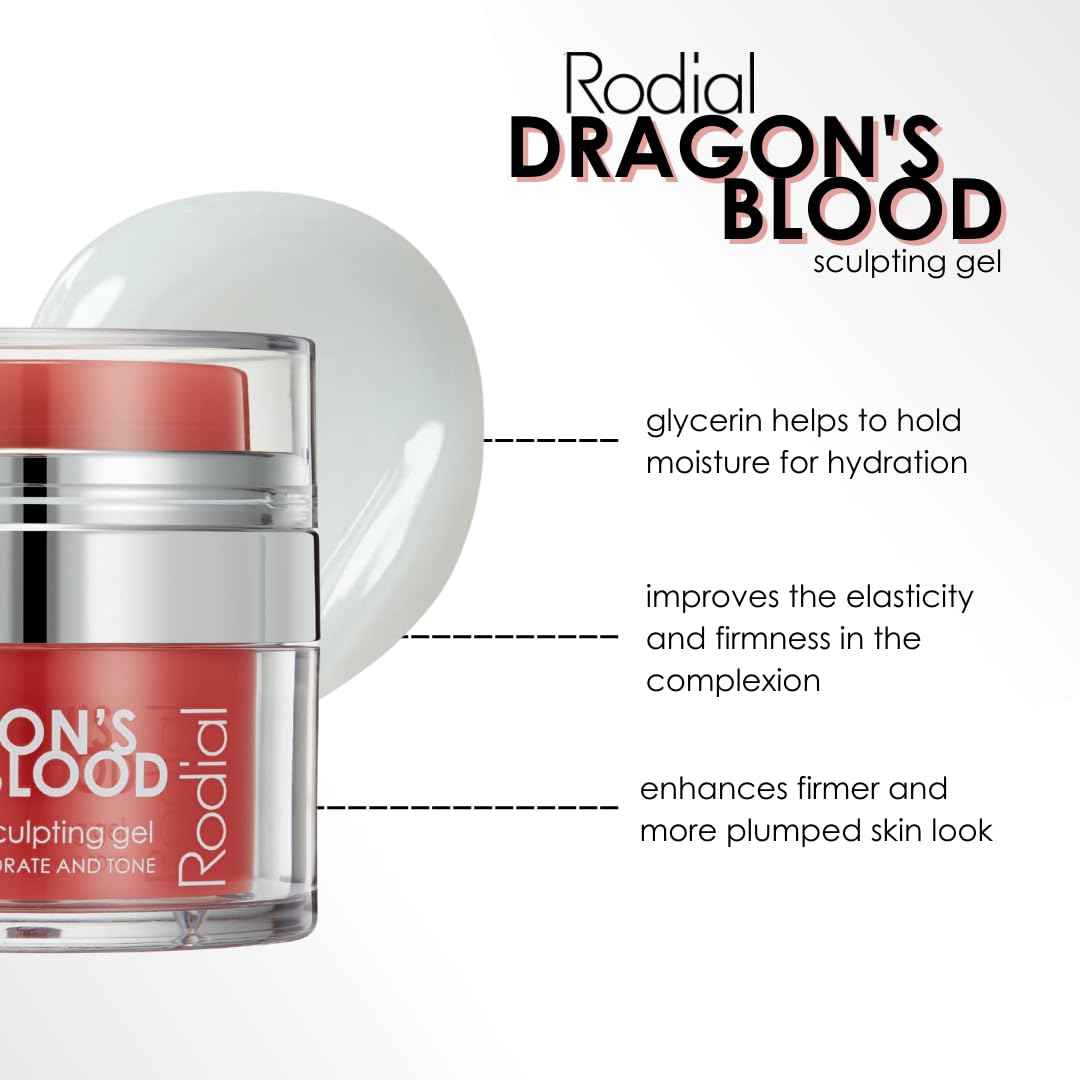 Rodial Dragon's Blood Sculpting Gel 0.3 fl oz - Rejuvenating, Ultra-Hydrating Face Cream - Refreshing Gel/Cream Formula - Triple Action Collagen Formula for a Firmer, Tighter and Smoother Skin Look