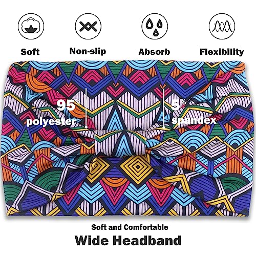 IVARYSS Wide Headbands for Women, Knotted Head Wraps & Turbans, 6 Pack African Style Hair Accessories