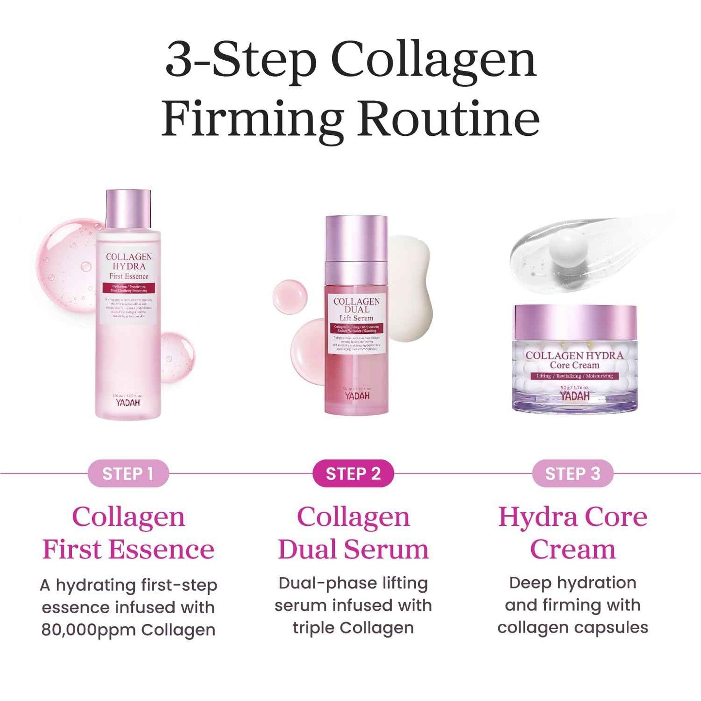 YADAH Collagen Dual Lift Serum 1.69 fl oz - Triple Collagen Firming Serum with Instant Lifting Deep Hydration.Hyaluronic acid,Spilanthol