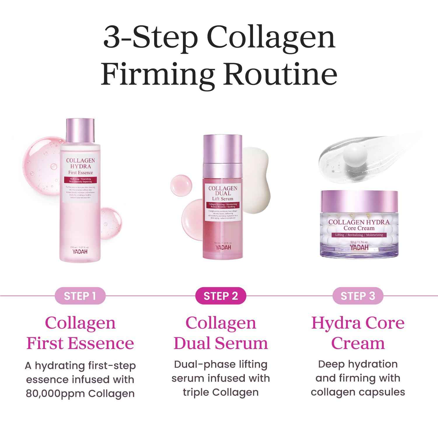 YADAH Collagen Dual Lift Serum 1.69 fl oz - Triple Collagen Firming Serum with Instant Lifting Deep Hydration.Hyaluronic acid,Spilanthol