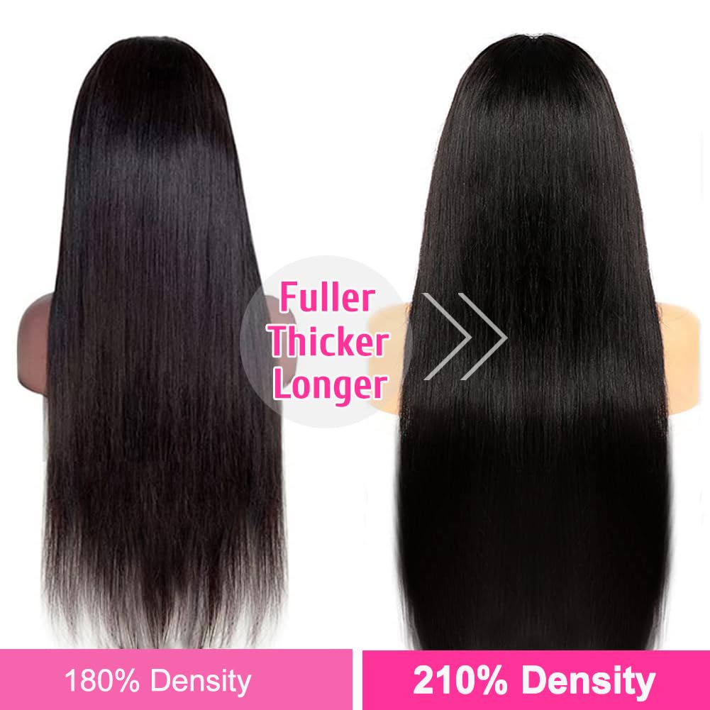 CUTE BEIN 210% Density 13x6 30 Inch HD Lace Front Wigs Human Hair Pre Plucked Glueless Straight Human Hair Wigs for Black Women Brazilian Lace Frontal Wigs with Baby Hair Free Part