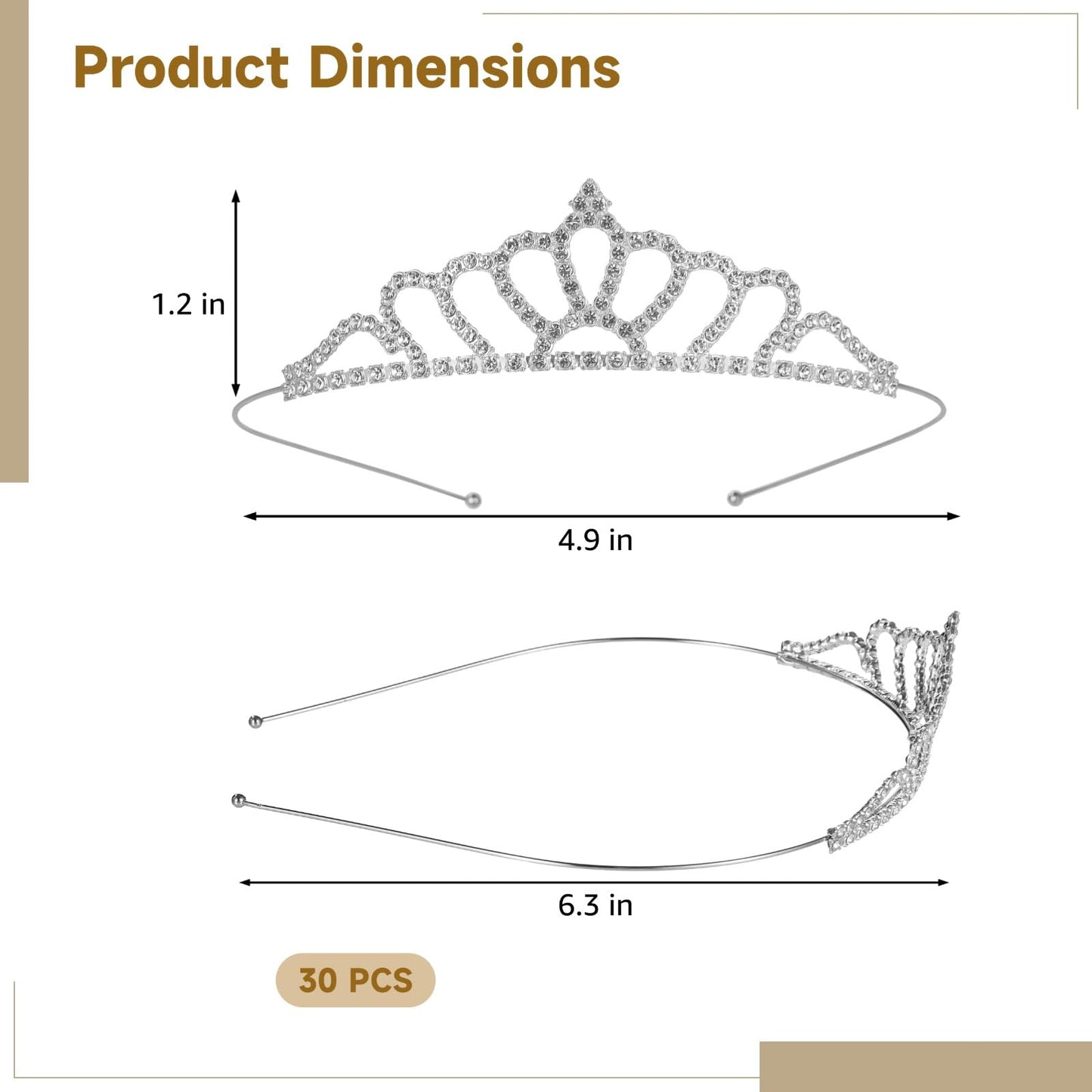 30 Pcs Tiaras Crowns Headbands for Women Girls, Silver Princess Tiara Bulk, Tiaras Rapunzel Crowns for Wedding Birthday Crystal Tiara for Prom, Bride, Pageant, Halloween