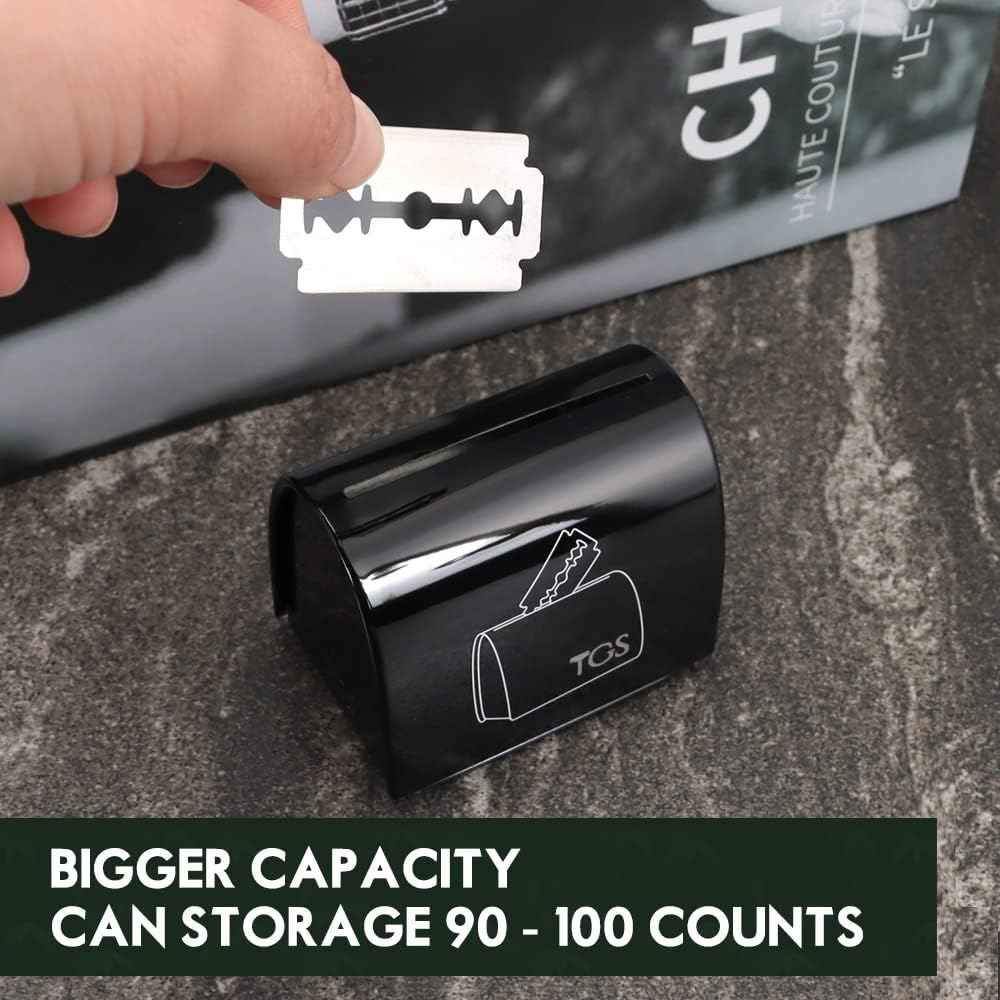 THE GROOMING SOCIETY Razor Blade Storage Bank & Disposal Case, Mail Box for Used DE Safety Razor Blades (Black)