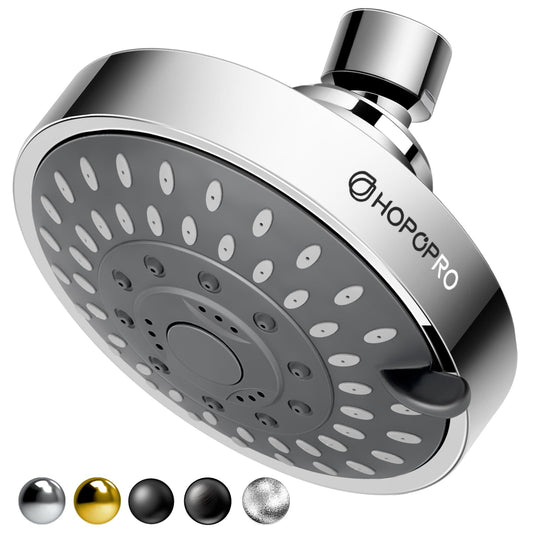 HOPOPRO 5-Mode High Pressure Shower Head - Consumer Reports, The Washington Post, NBC News, TODAY TV Show Recommended - High Flow Fixed Showerheads Bathroom Rain Showerhead (4 Inch Chrome)