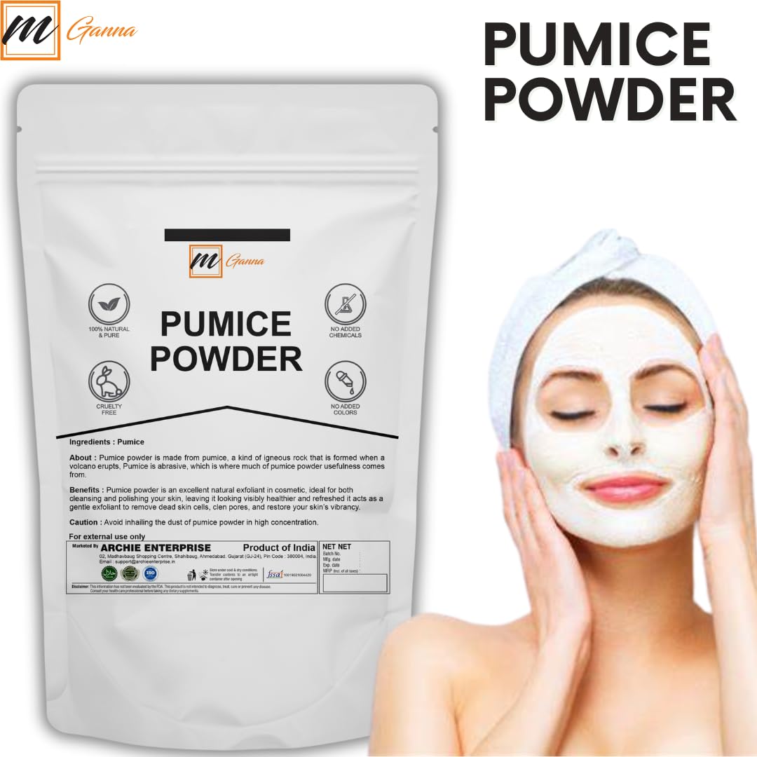 mGanna 100% Natural Pumice Powder for Facial Masks, Skin Exfoliation, Soap Making and other cosmetic formulations 0.5 LBS / 227 GMS