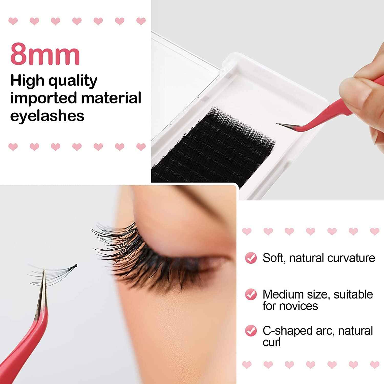 Eyelash Practice Kit Lash Kit for Eyelash Extension USB Air Conditioning Blower False Eyelash Mannequin Head Eye Lash Extension Kit Permanet for Beginner Makeup Training (Pink Set)