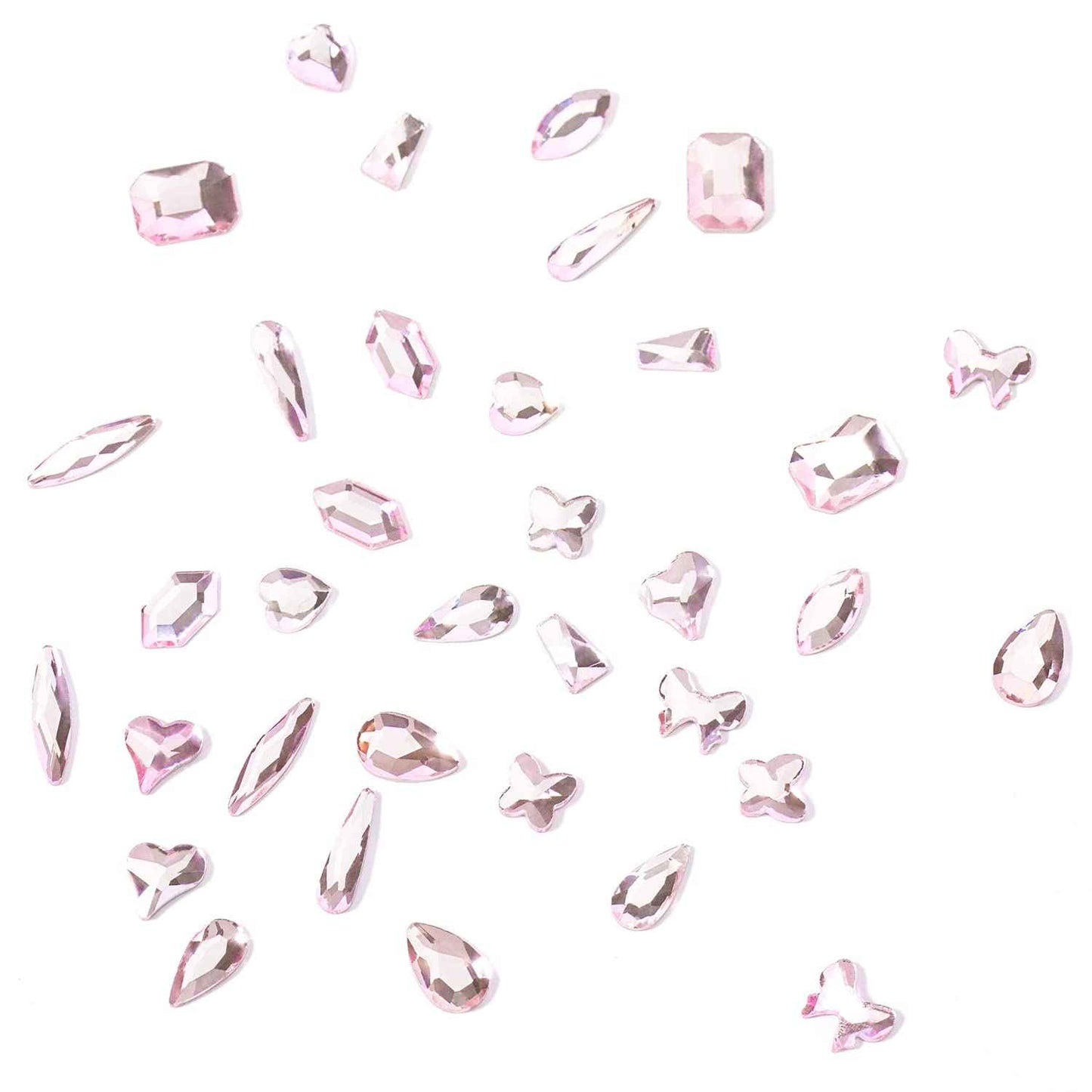 DZHILHMX Nail Rhinestones - 4300pcs Light Pink, Multiple Shape Gems, Flat Back Rhinestones, with Kit and Glue Gel, for Nail Art