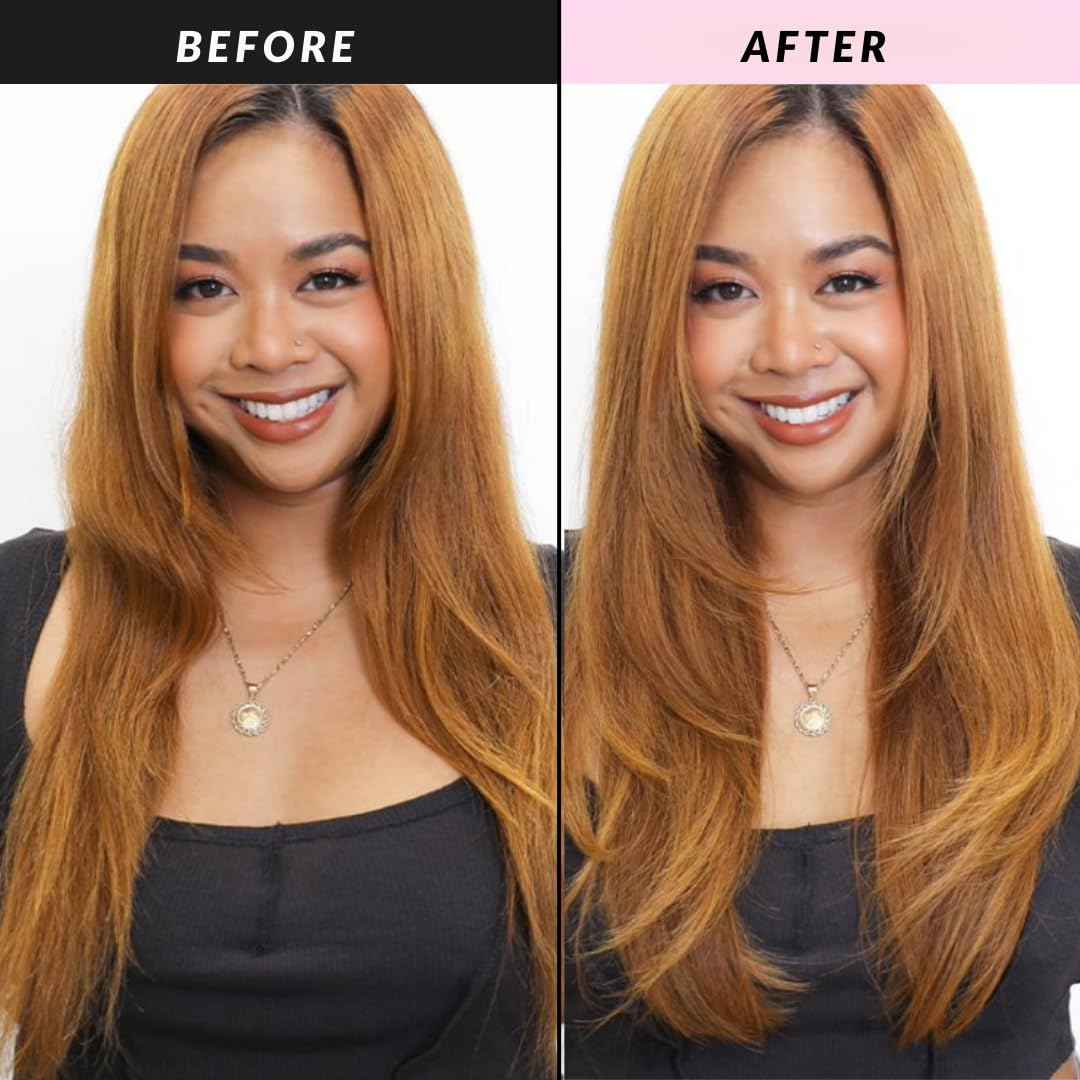 FoxyBae All-in-One Hair Styler - Ceramic Oval Barrel Blow Dryer Brush (75mm) for Drying, Curling, Volumizing & Straightening Hair [Party Pink]