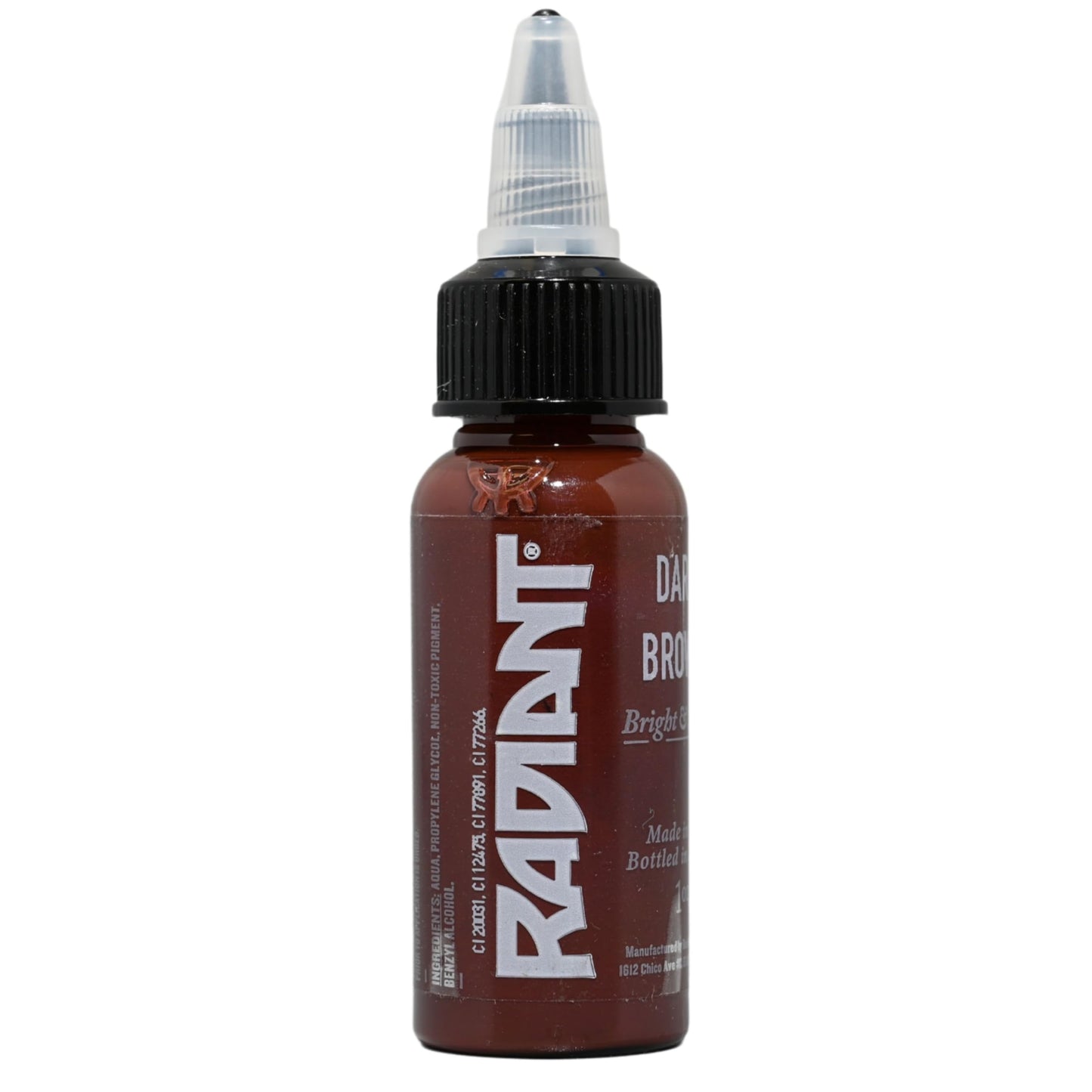 Radiant Colors Dark Brown Tattoo Ink 1oz Bottle Professional Shading Ink for Real Skin Bold Pigment Smooth Flow Long Lasting Deep Color for Tattoos