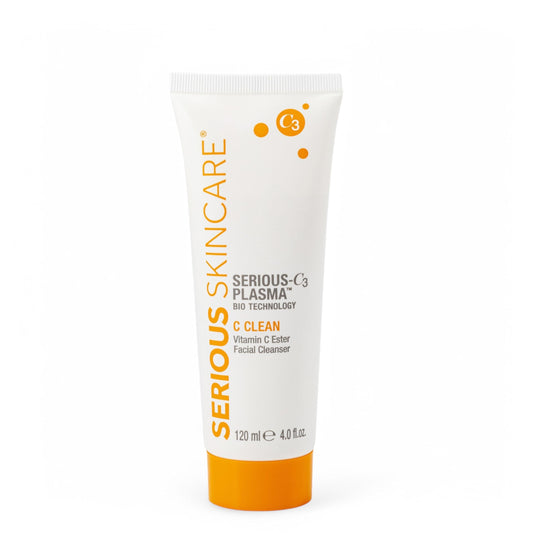 Serious Skincare Hydrating C Clean Facial Cleanser, Gentle Face Wash with Anti-Aging Vitamin C and E, Hydrolyzed Collagen, Botanical Extracts, For Dry and Mature Skin 4 FL Oz