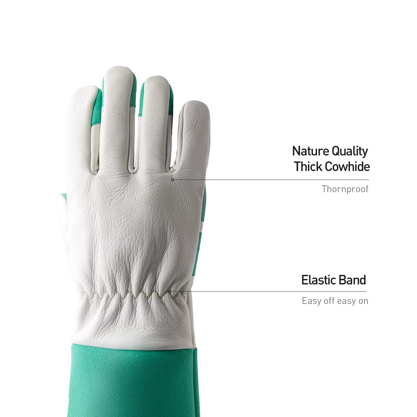 HANDLANDY Long Gardening Gloves for Men & Women, Thorn Proof Rose Pruning Gloves Leather Gauntlets Garden Gloves Yard Work Gloves (XS, Green)