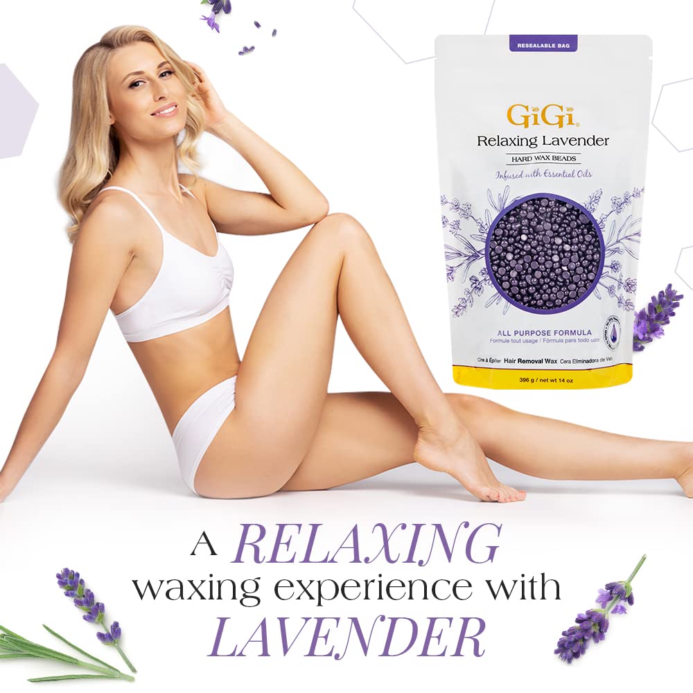 GiGi Hard Wax Beads for Hair Removal (14 oz, Relaxing Lavender)