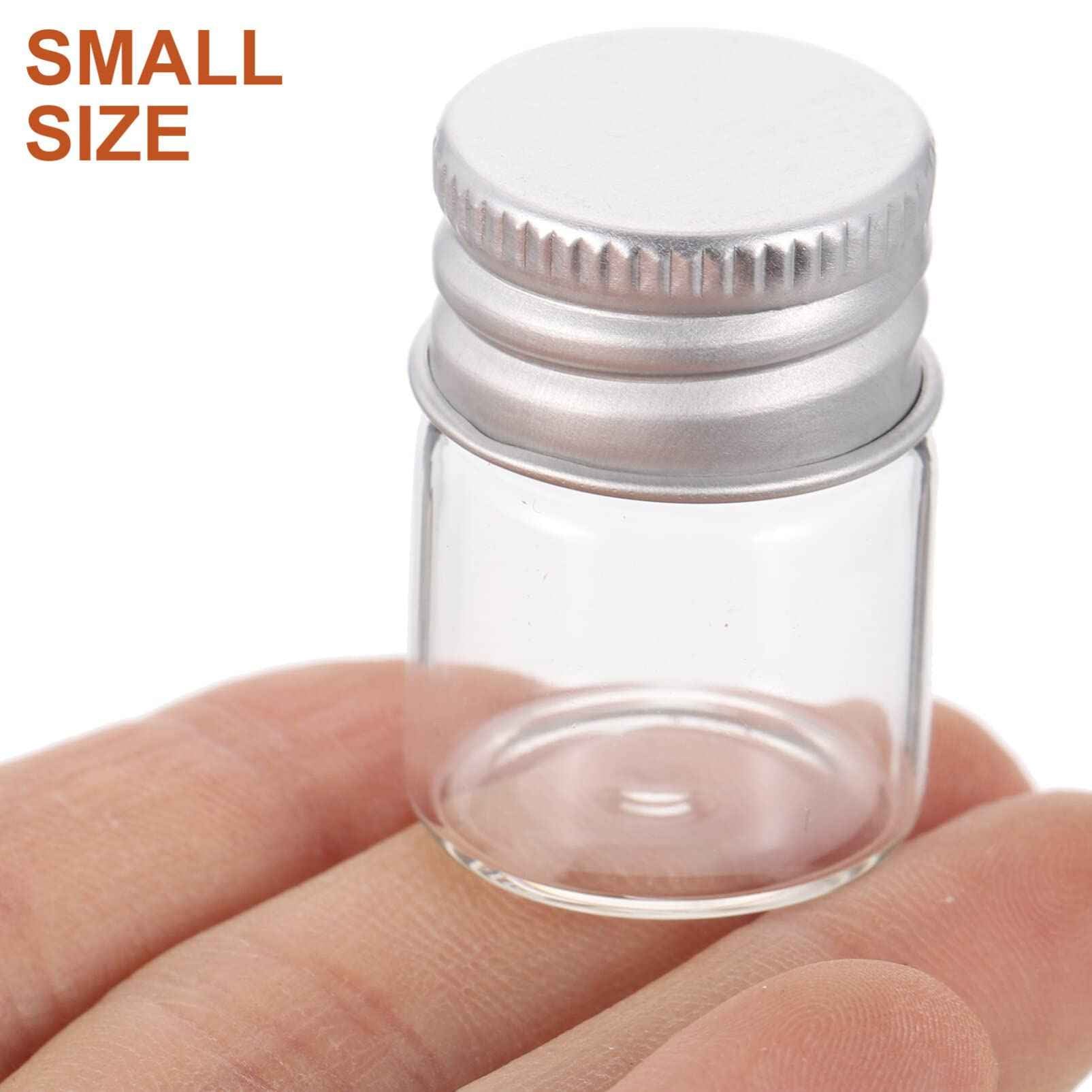 Luxshiny Mini Glass Bottles with Screw Caps: 12Pcs Tiny Jars for Cosmetic Sample Essential Oil Specimen DIY Craft Storage - 5ml (Pack of 2)