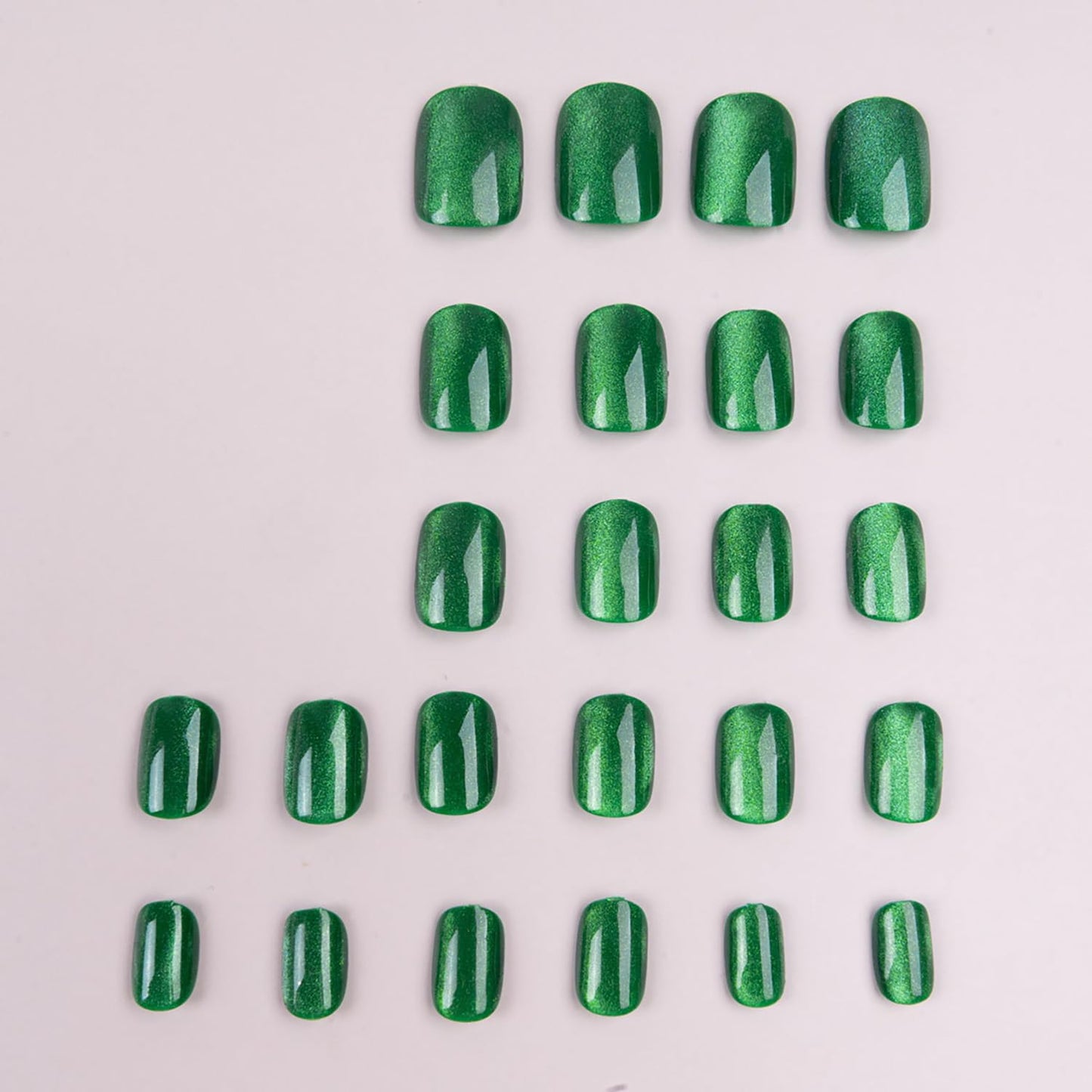 24 Pcs Extra Short Press on Nails Square Light Green Fake Nails Glossy Full Cover False Nails Cat Eyes Nails Solid Color Designs Acrylic Nails Stick on Nails for Women Girls Cat Eyes Gel Nail Polish