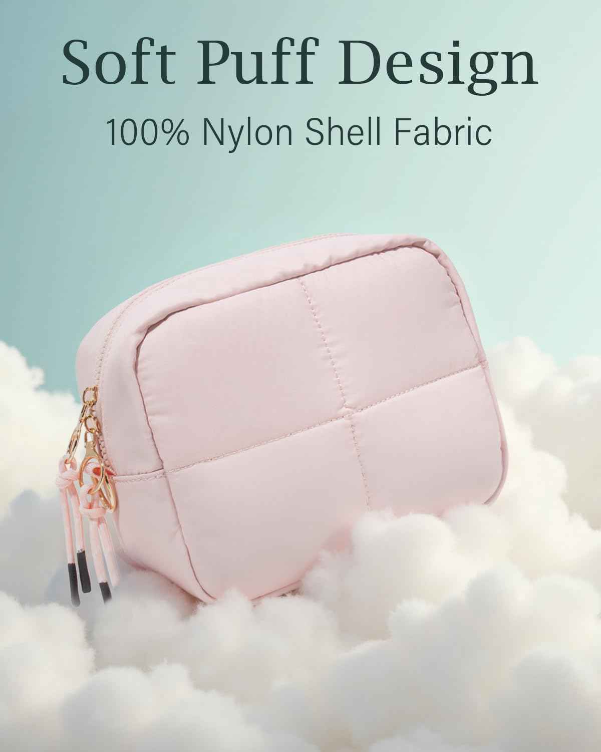 LETGO Travel Toiletry Bag for Women, Puffer Toiletry Bag Puffy Makeup Bag for Purse Quilted Makeup Bag Cosmetic Bag, Puffer Make Up Organizer Bags Zipper Pouch, Travel Toiletry Bag for Girls (Pink)