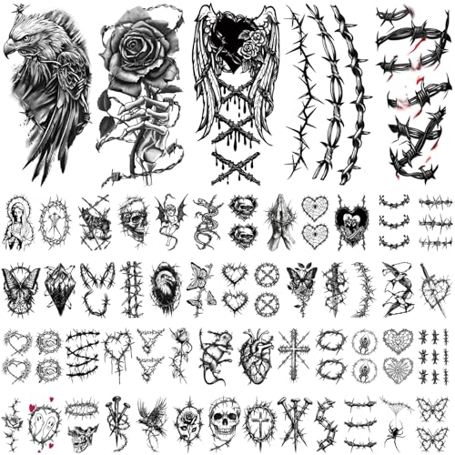 77 Sheets Barbed Wire Temporary Tattoos for Men & Women
