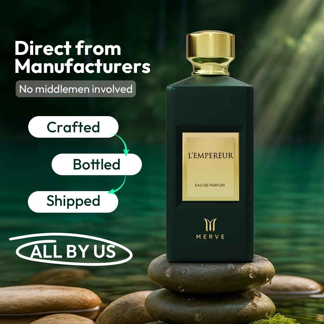 Merve L’Empereur Premium Long Lasting Fragrance Luxury Scent For Unisex | Citrus, Gourmand, Woody | Last All Day | 3.4 Ounces