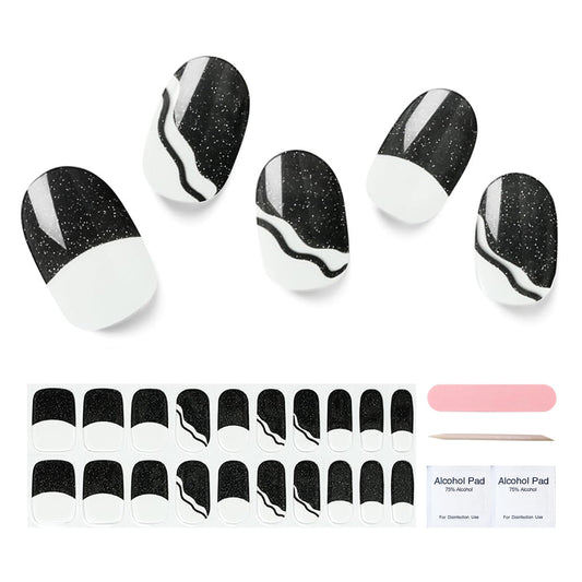 Nelikoo Semi Cured Gel Nail Strips, 20 pcs Gel Nail Stikers, Gel Nail Wraps Semi Cured, Salon-Quality, 2 Weeks Long Lasting