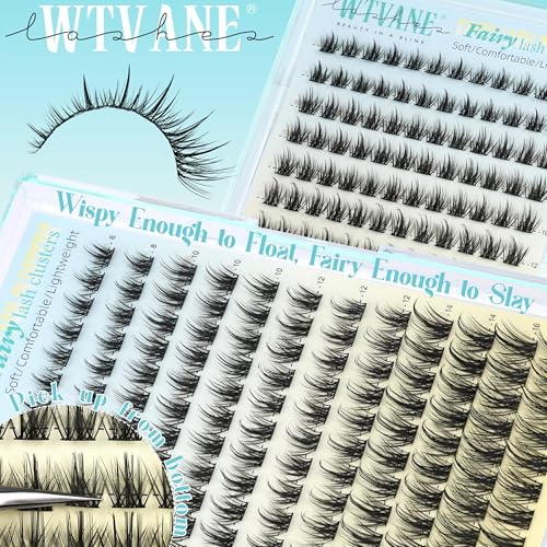 Lash Clusters Kit Wispy Eyelash Clusters Manga Lash Extensions Kit 8-16mm Natural Cluster Eyelash Extensions Fairy False Lashes DIY Individual Lashes Clusters Kit Spikes Lash Clusters