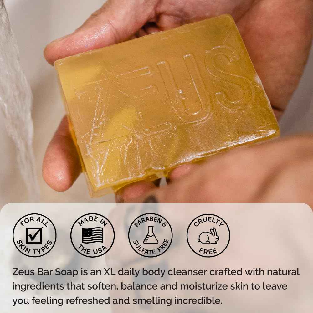 ZEUS Natural Body & Face Bar Soap, Hydrating & Balancing Cleanser for Men’s Skin Care, Daily Face & Body Wash, Gentle on Sensitive Skin (TWO PACK) Vanilla Rum