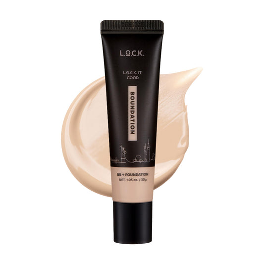 Lock color, Lock It Good Boundation - 04 Light Buff (2 in 1 Multi-use, Foundation+BB Cream), Lightweight, Blends Naturally, Flawless Finish, 1.05 fl.oz./30g (04 Light Buff)