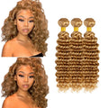 Honey Blonde Deep Wave Human Hair Bundles 12 14 16 Inch