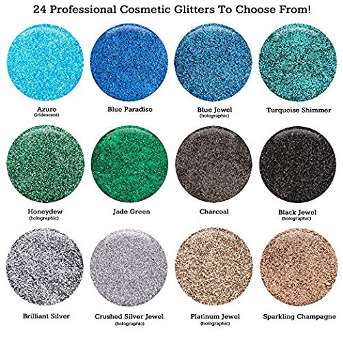 GLITTIES - Crushed Silver Jewel - Cosmetic Grade Fine (.008") Loose Glitter Powder Safe for Skin! Perfect for Makeup, Body Tattoos, Face, Hair, Lips, Soap, Lotion, Nail Art - (10 Gram Jar)