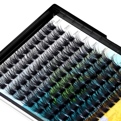 Large Pack Cluster Eyelash Extensions D Curl Wide Stem Mixed 10-12-14-16mm /12-14-16mm/14-16-18mm Individual False Eyelashes Dramatic Volume Eye Lashes Set (mixed 12-14-16mm)