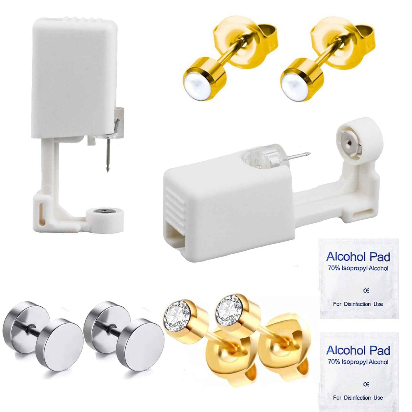 Orglace Ear Piercing Kit,Self Ear Piercing Gun Tools at Home,Stainless Steel Piercing Earrings Jewelry Stud Earrings for Men Women (233#-Gold)