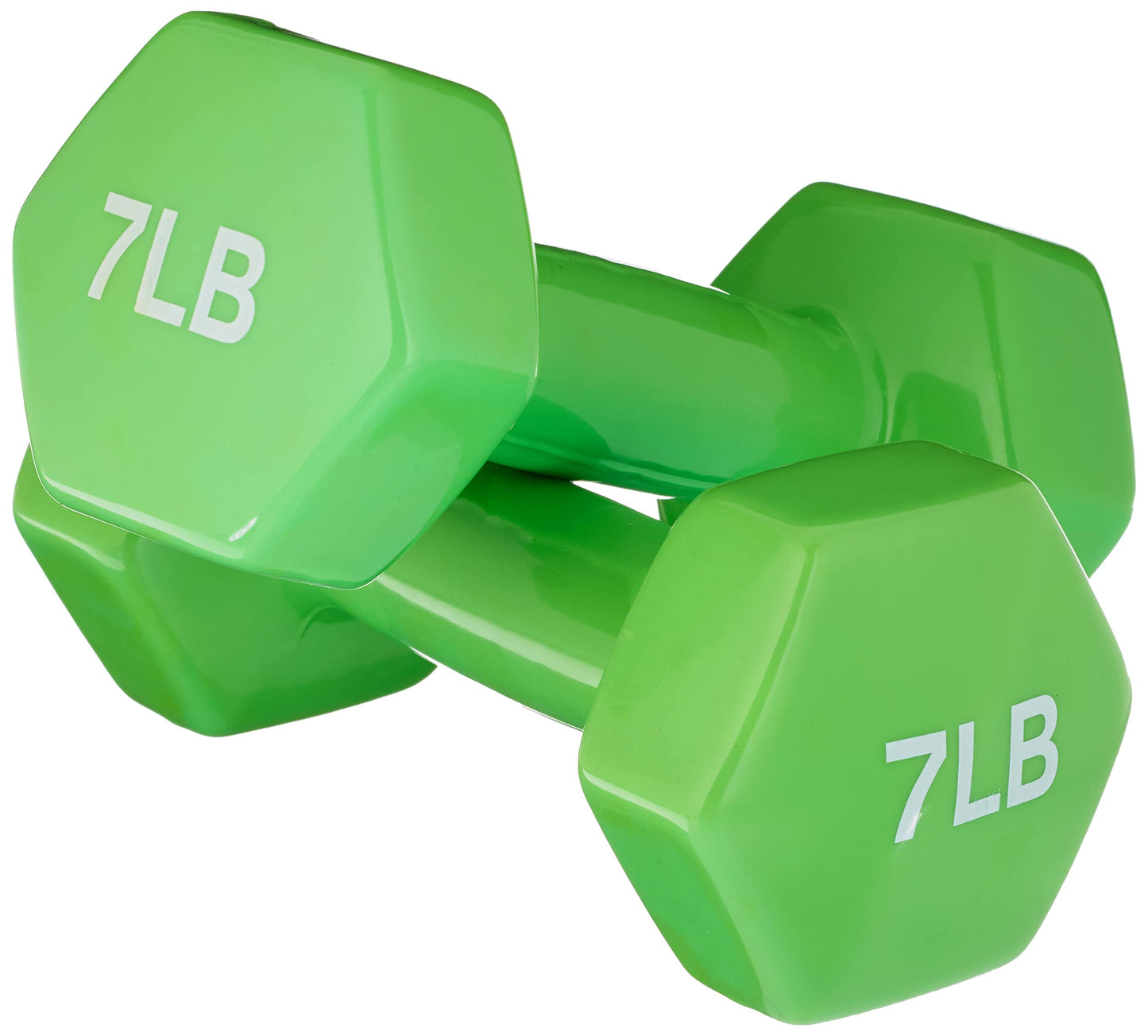 Amazon Basics Vinyl Coated Dumbbell Hand Weights, 7 Pounds, Pair, Light Green