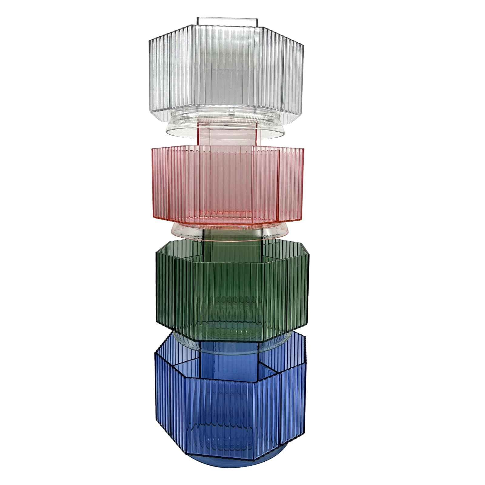 LiteTour Rotating Desk Organizer, Multi-Compartment Makeup Brush Holder, Skincare Storage, Office Supplies, Stationery, Home & Countertop Organizer for Vanity, Bathroom & Kitchen Crystal Green 360°